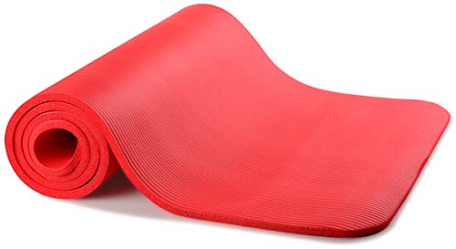 Everyday Essentials 1/2-Inch Extra Thick High Density Anti-Tear Exercise Yoga Mat with Carrying Strap, Red