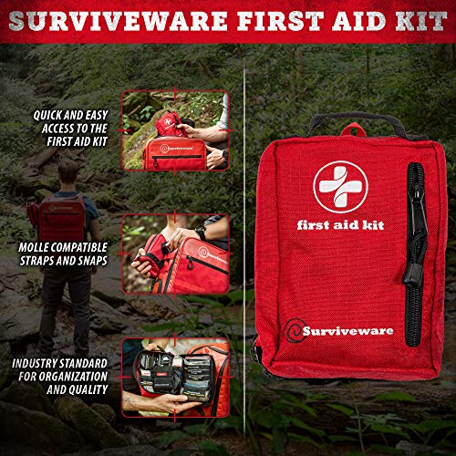 Surviveware 72-Hour Emergency Preparedness Survival Backpack, Stocked for 2 People, Red