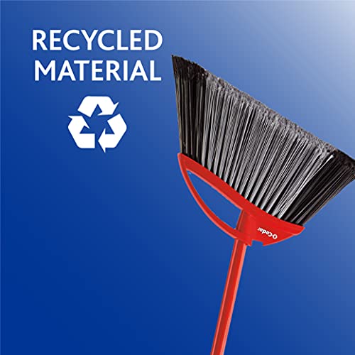 O-Cedar Pet Pro Broom & Step-On Dustpan PowerCorner, Red