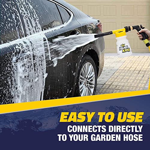Foam King Car Wash Sprayer Bundle â incl. 3-in-1 Microfiber Wash Mitt & Detailing Towel - Ultimate Scratch Free Cleaning - Connects to Garden Hose - Foam Cannon Car Washing Kit
