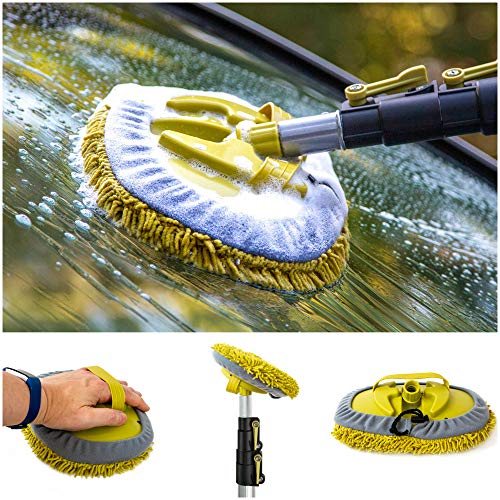 DocaPole 5-12 Foot Car Cleaning Kit | Car Wash Kit with Soft Car Wash Brush, Car Squeegee, Car Wash Mitt (2X), Microfiber Cleaning Head & 12â Extension Pole | Car Detailing Kit with Long Handle