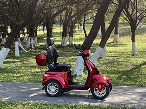 Heavy Duty Mobility Scooters for Seniors & Adults 500lbs Capacity - Electric Powered Wheelchair Device - 600W All Terrain Recreational Mobility Scooter for Travel, Elderly-Full LED Lighting- Red