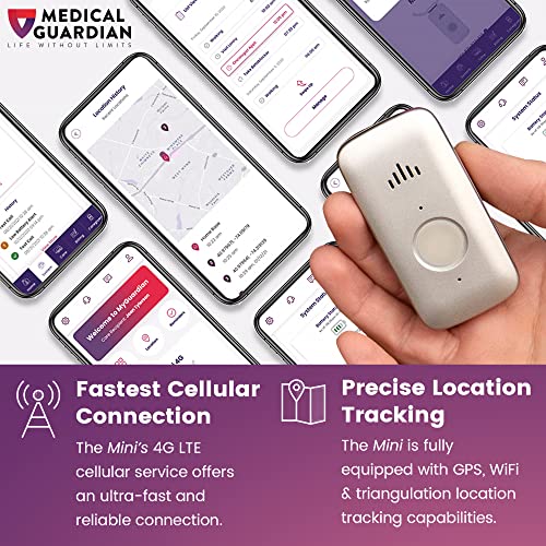 Mini Guardian - 4G Medical Alert System by Medical Guardian - Elderly Assistance Products, 24/7 Alert Button for Seniors - Smart Devices with Easy Button for Elderly Monitoring (Silver)