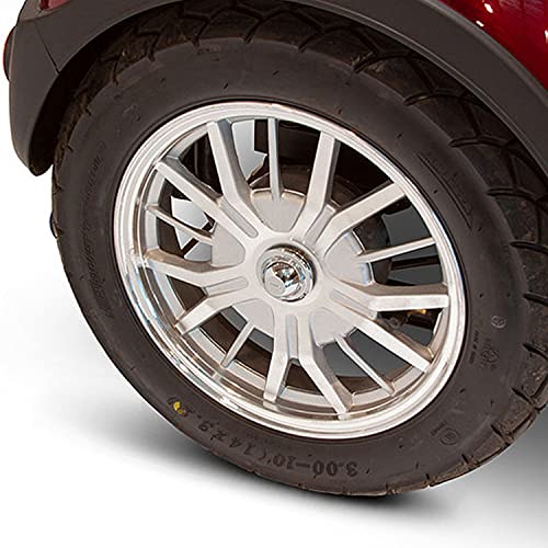 EWheels EW-46 4-Wheel 3-Speed Lightweight Travel Electric Battery-Powered Medical Mobility Scooter with Adjustable Seat and Rear Basket, Red