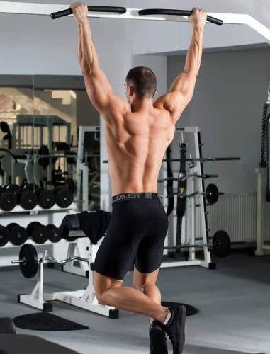 TELALEO 5 Pack Compression Shorts for Men Spandex Sport Shorts Athletic Workout Running Performance Baselayer Underwear Black/Double Blue/Double Gray M