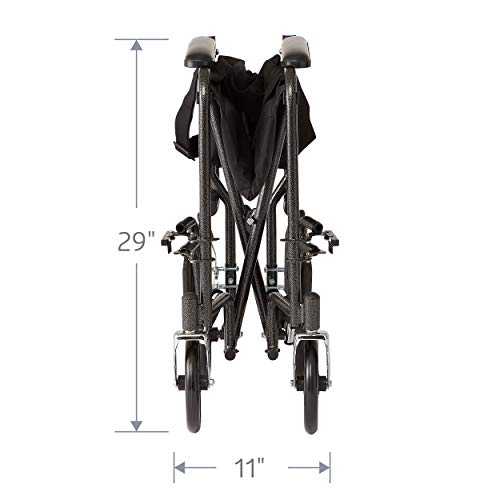 Medline Steel Transport Wheelchair, Folding Transport Chair with 8-Inch Wheels, Lightweight, Full Length Armrests and Swing Away Footrests, 19-Inch Wide Seat