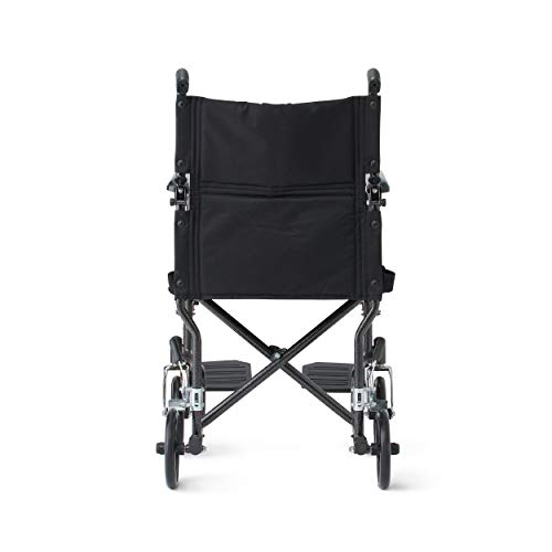 Medline Steel Transport Wheelchair, Folding Transport Chair with 8-Inch Wheels, Lightweight, Full Length Armrests and Swing Away Footrests, 19-Inch Wide Seat