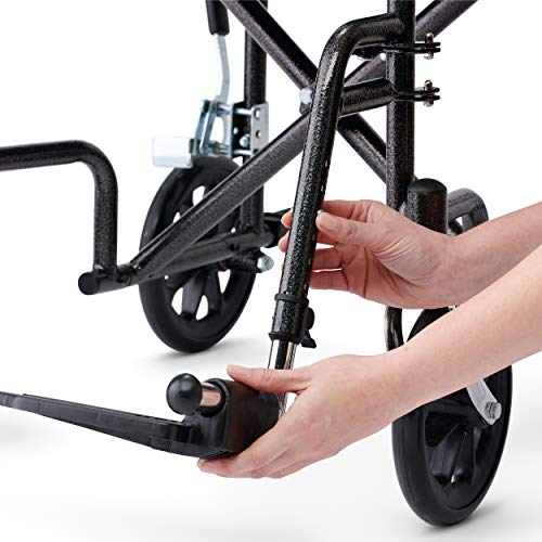 Medline Steel Transport Wheelchair, Folding Transport Chair with 8-Inch Wheels, Lightweight, Full Length Armrests and Swing Away Footrests, 19-Inch Wide Seat