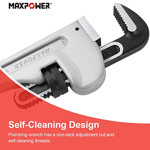 MAXPOWER 18-inch Pipe Wrench, Heavy Duty Aluminum Plumbing Wrench