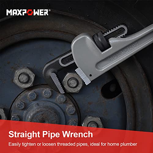 MAXPOWER 18-inch Pipe Wrench, Heavy Duty Aluminum Plumbing Wrench