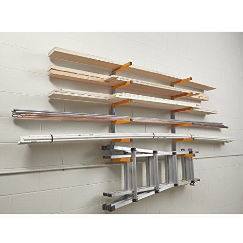Bora Wood Organizer and Lumber Storage Metal Rack with 6-Level Wall Mount â Indoor and Outdoor Use, In Orange | PBR-001