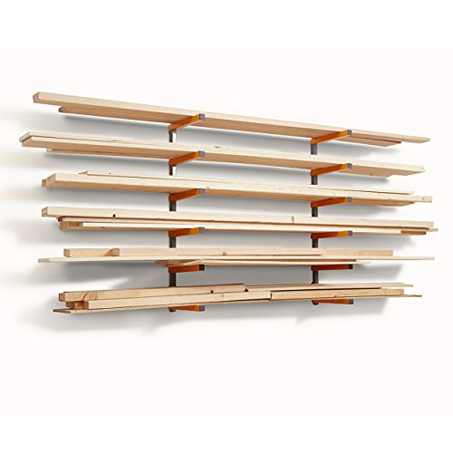 Bora Wood Organizer and Lumber Storage Metal Rack with 6-Level Wall Mount â Indoor and Outdoor Use, In Orange | PBR-001