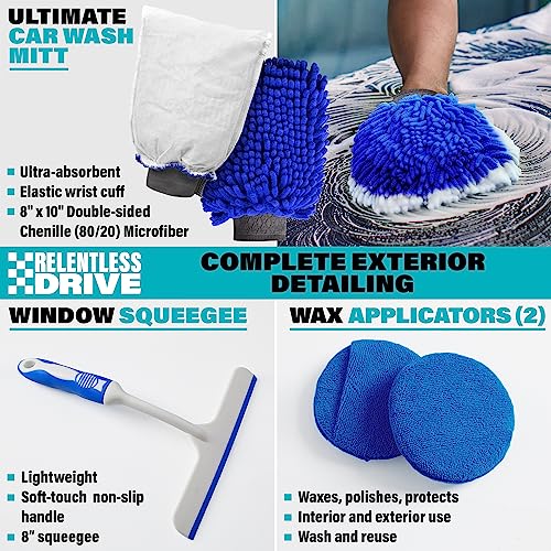 Relentless Drive Ultimate Car Wash Kit (14 Pcs) Car Detailing & Car Cleaning Kit - Car Wash Supplies Built for The Perfect Car Wash - Complete Car Wash Kit with Bucket