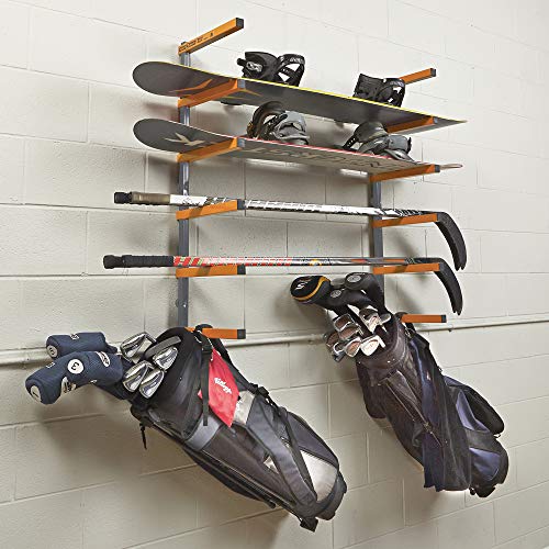Bora Wood Organizer and Lumber Storage Metal Rack with 6-Level Wall Mount â Indoor and Outdoor Use, In Orange | PBR-001