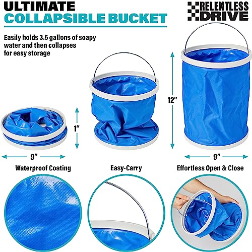 Relentless Drive Ultimate Car Wash Kit (14 Pcs) Car Detailing & Car Cleaning Kit - Car Wash Supplies Built for The Perfect Car Wash - Complete Car Wash Kit with Bucket