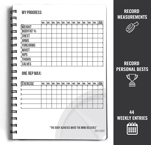 Workout Log Gym - 6 x 8 Inches - Gym, Fitness and Training Diary- Set Goals, Track 100 Workouts and Record Progress - Charcoal Gray