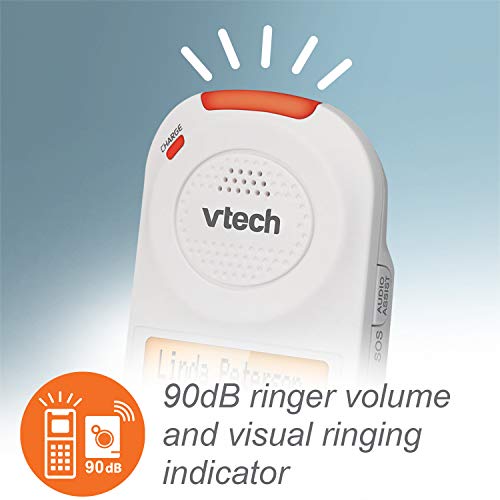 VTech SN5147 Amplified Corded/Cordless Senior Phone with Answering Machine, Call Blocking, 90dB Extra-loud Visual Ringer, One-touch Audio Assist on Handset up to 50dB, Big Buttons and Large Display