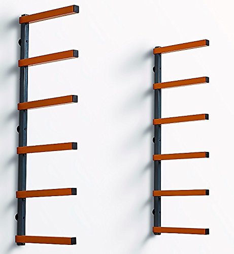 Bora Wood Organizer and Lumber Storage Metal Rack with 6-Level Wall Mount â Indoor and Outdoor Use, In Orange | PBR-001