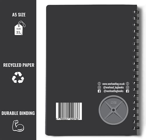 Workout Log Gym - 6 x 8 Inches - Gym, Fitness and Training Diary- Set Goals, Track 100 Workouts and Record Progress - Charcoal Gray