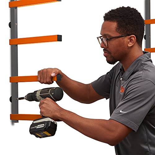 Bora Wood Organizer and Lumber Storage Metal Rack with 6-Level Wall Mount â Indoor and Outdoor Use, In Orange | PBR-001