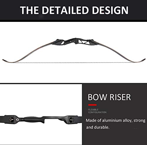 TOPARCHERY Archery 56" Takedown Hunting Recurve Bow Metal Riser Right Hand Black Longbow (18)