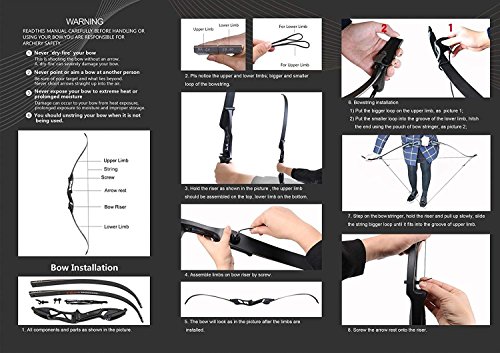 TOPARCHERY Archery 56" Takedown Hunting Recurve Bow Metal Riser Right Hand Black Longbow (18)