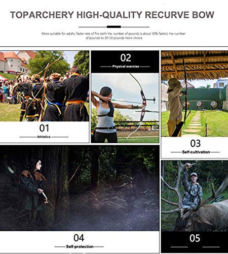 TOPARCHERY Archery 56" Takedown Hunting Recurve Bow Metal Riser Right Hand Black Longbow (18)