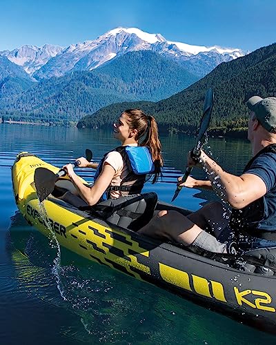 Intex Explorer K2 Kayak, 2-Person Inflatable Kayak Set with Aluminum Oars and High Output Air Pump