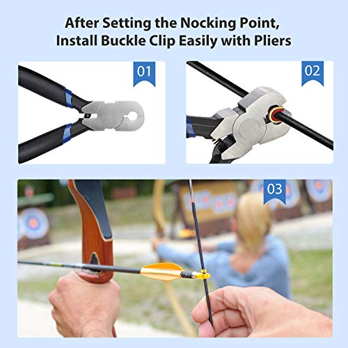 Zonon Bow String Nocking Points Pliers Strings Knock Set T Shape Bow Square Ruler Nocking Buckle Pliers Recurve Bow Turning Kit Archery (Black)