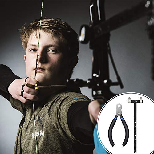 Zonon Bow String Nocking Points Pliers Strings Knock Set T Shape Bow Square Ruler Nocking Buckle Pliers Recurve Bow Turning Kit Archery (Black)