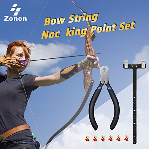 Zonon Bow String Nocking Points Pliers Strings Knock Set T Shape Bow Square Ruler Nocking Buckle Pliers Recurve Bow Turning Kit Archery (Black)
