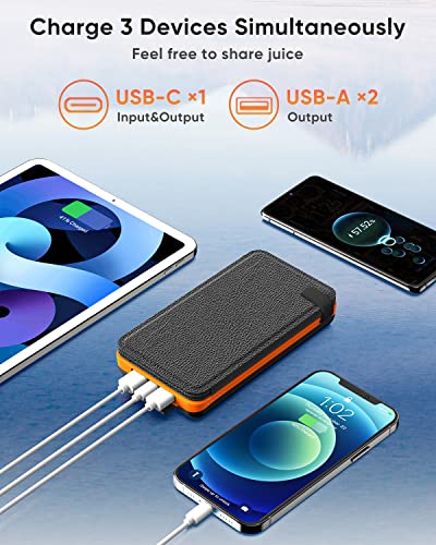 Solar Charger 25000mAh, Hiluckey Outdoor Portable Power Bank with 4 Solar Panels, Fast Charge External Battery Pack with Dual USB Outputs Compatible with Smartphones, Tablets, etc.