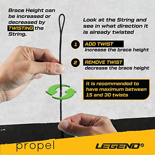 Legend - Recurve Bow String | Traditional Bow String | Dacron Bow String Replacement | Recurve Bow Accessories | Archery Equipment for Recurve Bow | Bowstring AMO 48in to 66in | 12-14-16 Strands