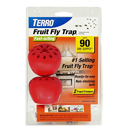 TERRO T2502 Ready-to-Use Indoor Fruit Fly Killer and Trap with Built in Window - 2 Traps + 90 day Lure Supply