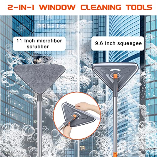 85 Inch Wall Cleaner Mop with Long Handle - ROKOXIN Baseboard Cleaner Tool Duster for Wall Washer Cleaning Ceiling Window Floor, with Extension Pole 39" to 85", 6 Replacement Microfiber Chenille Pads