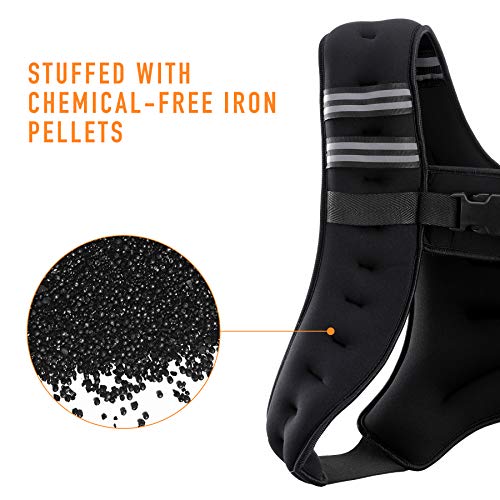 ZELUS Weighted Vest 20lb Weight Vest with Reflective Stripe for Workout, Strength Training, Running, Fitness, Muscle Building, Weight Loss, Weightlifting