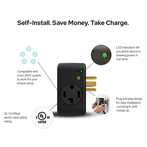 NeoCharge 240V Smart Splitter for Dryer and Electric Vehicle - Easy Home EV Charging Access, Installs in Minutes, No Electrician Required, (24 Amp, NEMA 14-30, UL Certified)