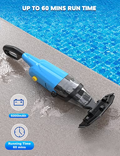 Efurden Handheld Pool Vacuum, Rechargeable Pool Cleaner with Running Time up to 60-Minutes Ideal for Above Ground Pools, Spas and Hot Tub for Sand and Debris, Blue