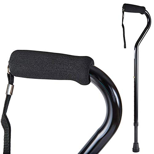 DMI Walking Cane and Walking Stick for Adult Men and Women, FSA Eligible, Lightweight and Adjustable from 33-37 Inches, Supports up to 250 Pounds with Ergonomic Hand Grip and Wrist Strap, Black