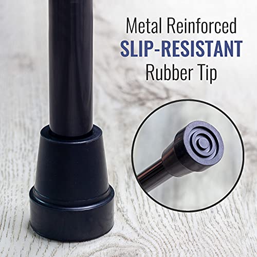 DMI Walking Cane and Walking Stick for Adult Men and Women, FSA Eligible, Lightweight and Adjustable from 33-37 Inches, Supports up to 250 Pounds with Ergonomic Hand Grip and Wrist Strap, Black