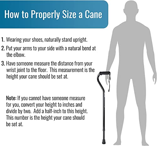 DMI Walking Cane and Walking Stick for Adult Men and Women, FSA Eligible, Lightweight and Adjustable from 33-37 Inches, Supports up to 250 Pounds with Ergonomic Hand Grip and Wrist Strap, Black