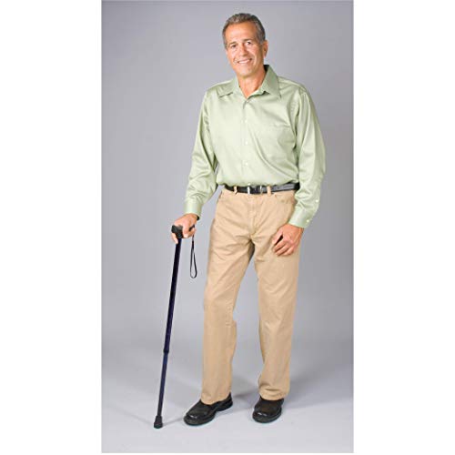 Carex Health Brands Soft Grip Walking Cane - Height Adjustable Cane with Wrist Strap - Latex Free Soft Cushion Handle, Blue Marble