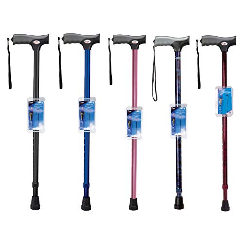 Carex Health Brands Soft Grip Walking Cane - Height Adjustable Cane with Wrist Strap - Latex Free Soft Cushion Handle, Blue Marble