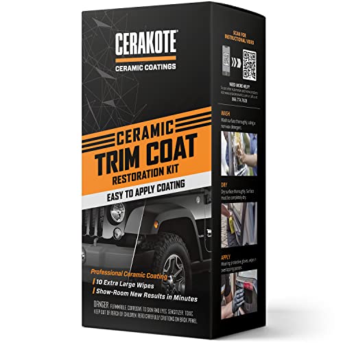 Cerakote Ceramic Trim Coat Kit - Quick Plastic Trim Restorer - Guaranteed Restoration to Last Over 200 Washes â A Ceramic Coating, Not a Dressing