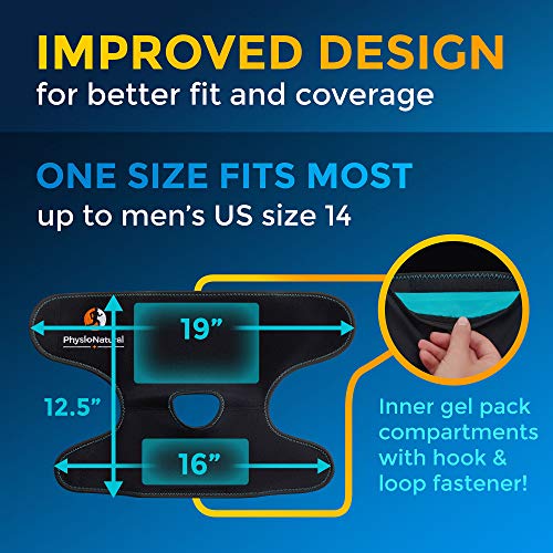 PhysioNatural Foot & Ankle Ice Wrap with 2 Cold Gel Packs â Great for Sprained Ankle, Achilles Tendon Injuries, Plantar Fasciitis, Bursitis & Sore Feet â Cold Therapy Pain Relief (XS-XL)