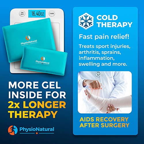 PhysioNatural Foot & Ankle Ice Wrap with 2 Cold Gel Packs â Great for Sprained Ankle, Achilles Tendon Injuries, Plantar Fasciitis, Bursitis & Sore Feet â Cold Therapy Pain Relief (XS-XL)