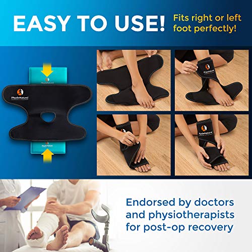 PhysioNatural Foot & Ankle Ice Wrap with 2 Cold Gel Packs â Great for Sprained Ankle, Achilles Tendon Injuries, Plantar Fasciitis, Bursitis & Sore Feet â Cold Therapy Pain Relief (XS-XL)