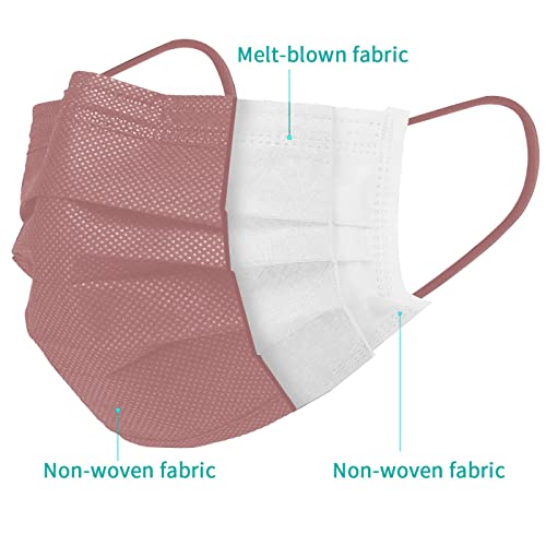 100 Pcs Multicolor Disposable Face Masks, Breathable Non-woven Multicolor Mask Facial Mouth Cover 3 Layer with Nose Clip Elastic Earloop 4Color