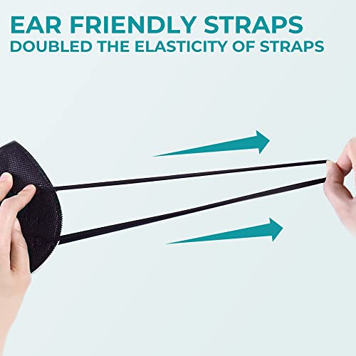 TOPMAX KN95 Face Masks 50 Pack 5-Ply Breathable Filter Efficiencyâ¥95% Protective Cup Dust Disposable Masks Against PM2.5 Black