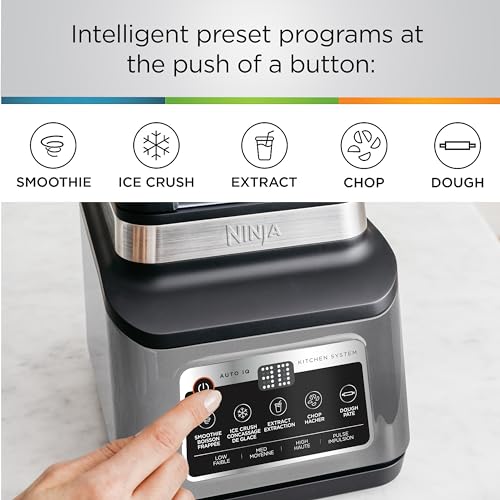 Ninja BN801 Professional Plus Kitchen System, 1400 WP, 5 Functions for Smoothies, Chopping, Dough & More with Auto IQ, 72-oz.* Blender Pitcher, 64-oz. Processor Bowl, (2) 24-oz. To-Go Cups, Grey